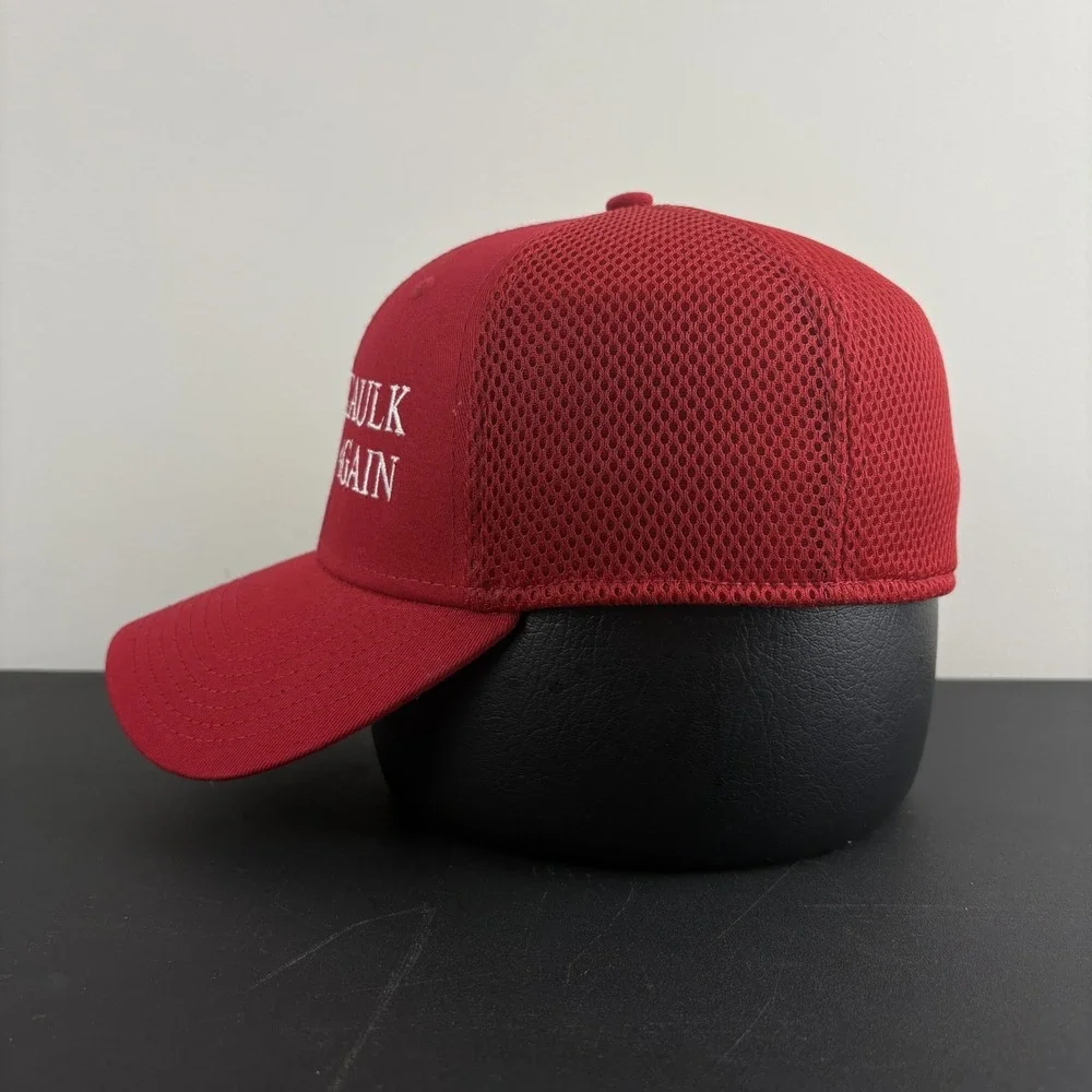 New Era 39THIRTY Make Caulk Great Again Hat Red Mesh Parody Cap Stretch Fit M/L